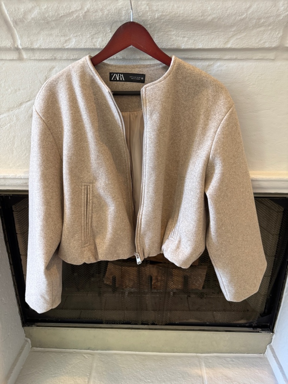 Zara Cropped Zip-Front Bomber Jacket